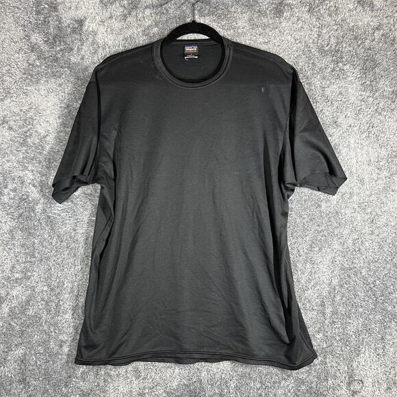 Patagonia Capilene Shirt Mens Large Black Made USA Performance Base Layer Tee - Picture 1 of 11